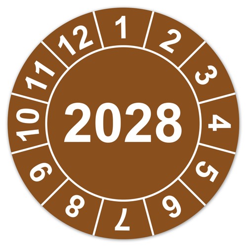 Jahresprüfplakette 2028 braun - jahresprüfplakette,